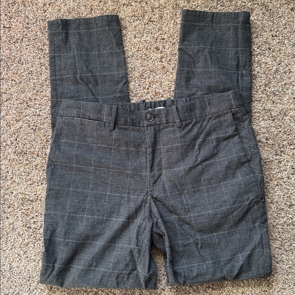 Mango Men's Charcoal Windowpane Dress Pants